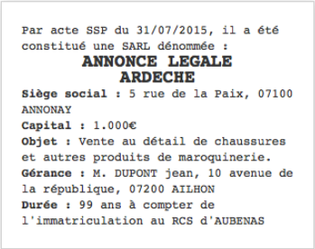annonce legale ardeche
